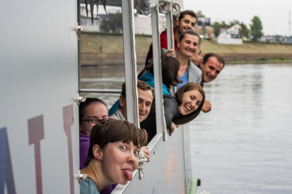 Students in a boat