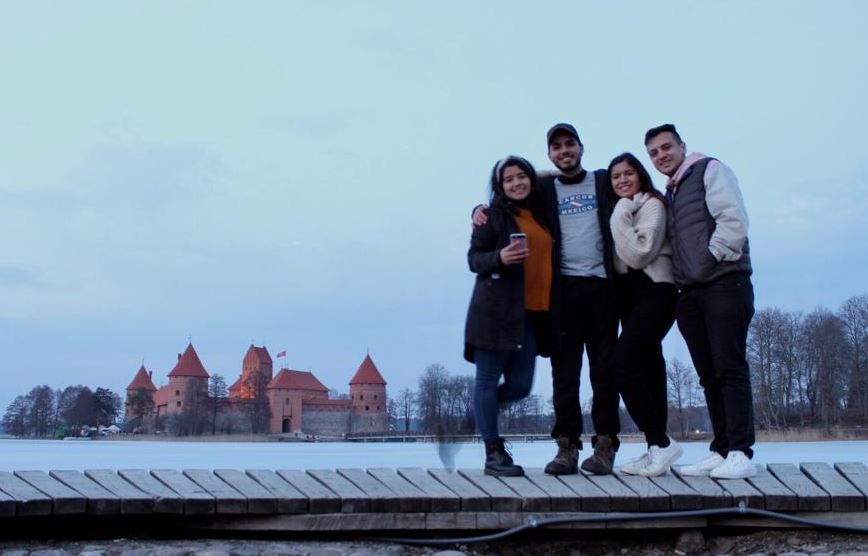 KTU students and Trakai castle